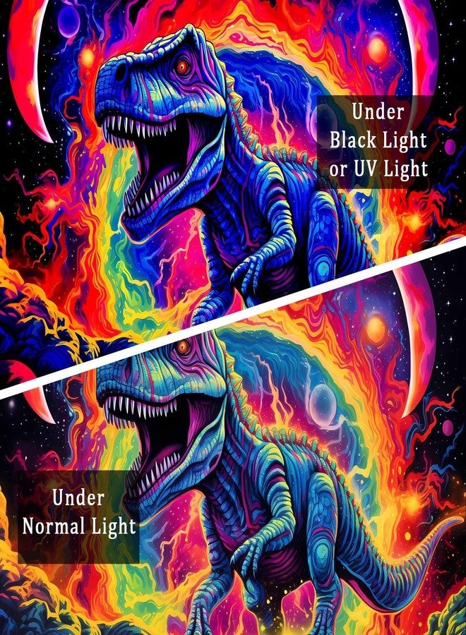 QGHOT Blacklight Dinosaur Tapestry Wall Hanging Black Light Tapestries Uv Glow in the Dark Dino Poster for Teen Boys Room Bedroom 29x37in - Image 3